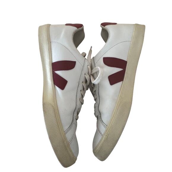 Veja Esplar White Red Leather Casual Shoes Sneakers Lace Up Women's US Size 7 - Picture 10 of 14